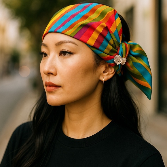 NWT SILKLETTE Carnaval 100% Fine Silk Kerchief Scarf MULTICOLOR - Picture 2 of 11